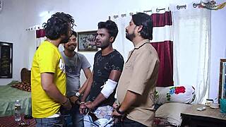 Desi Mallu Bhabhi Fucked Hard in Multiple Positions by Four Local Boys Gangbang at Home