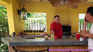 my petite 18+ teen neighbor rides old man's cock anally in outdoor taboo bikini scene