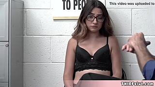 caught this cute lingerie thief teen bending for rough doggystyle tits out