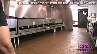 crazy! shaved pussy flashes and spreads under skirts at the restaurant!!