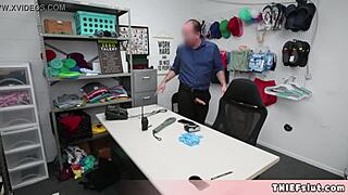 caught this cute lingerie thief teen bending for rough doggystyle tits out