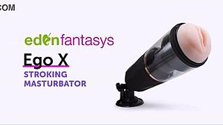 ego x suction cup stroking masturbator solo cum toy play