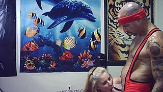 Full nelson wrestling challenge blowjob backstage