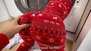 stepsis bent over stuck in washing machine begs juicy pussy pounding christmas