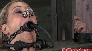 bound blonde skank gagged deep by dominant master