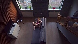 roommate catches me stroking and keeps watching me cum!