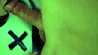 Beautiful femdom pegs bound males roughly with strapon then takes cum load