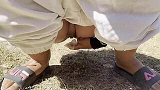 Whoa, public pissing compilation in nature with pads POV up close!