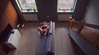 roommate catches me stroking and keeps watching me cum!