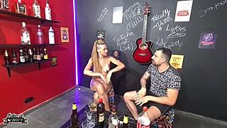 Cuck watches liberal wife take cock and ass slaps at bar quickie