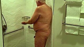 grandpa strips down for steamy bathroom shower show