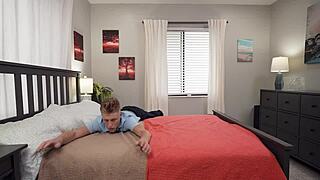 Petite Blonde Teen Seduces and Rides Reluctant Stepbrother's Cock Roughly