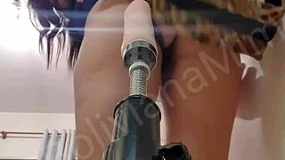 Latina pounds pussy and ass on relentless sex machine vibrator