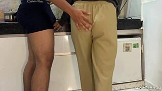 Step son sneaks quickie HARD FUCK with dream step mom big tits in kitchen while husband gone