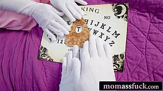 blonde bimbo stepmom's halloween prank ends in son's anal pounding