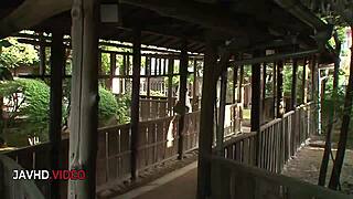 japanese babe starts with intense blowjob then rides wild cock pounding