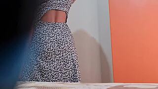 Hermanastra Colombiana Slips Off Miniskirt Teasingly