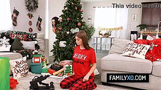 Stepsis and Stepmom Share My Cock Under the Christmas Tree