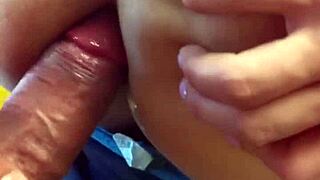 Friend sneaks anal creampie in ass while she washes clothes