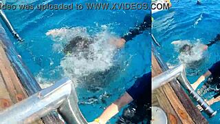 Homemade big tits girlfriend first time creampie on yacht with monster cock rough outdoor pussy pounding