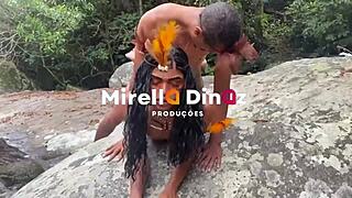 nicolly the indian trans girl got surprised by the indigenous guy in the amazon forest