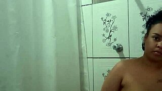 brunette latina teen fingers pussy orgasming in shower