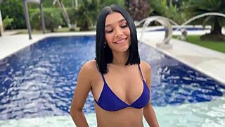 Liz Mendez Poolside Bent Over Monster Cock Ride to Rough Cum