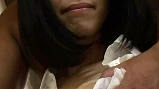 Mature Lady Strips Teasingly Rips Clothes Plays with Big Nipples and Small Tits