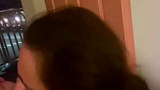 Sucking big cock then fucking wet pussy bent over in hotel creampie finish