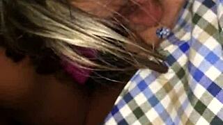 mature blonde milf sucks off young cock outdoors 😍 public thrill!!