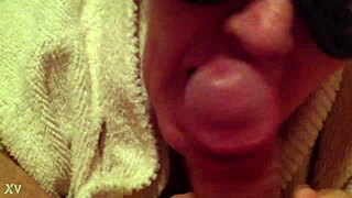 Masked Woman Delivers Sloppy Cock Sucking Breakfast Feast