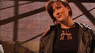 April flashes her big tits and shaved pussy before milf fingering frenzy