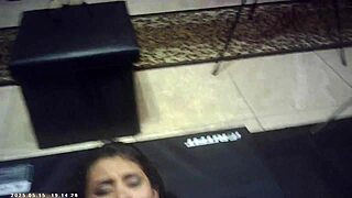 Italian machine pounds glasses brunette's pussy backstage hardcore