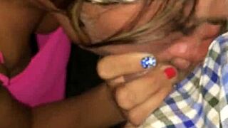 mature blonde milf sucks off young cock outdoors 😍 public thrill!!