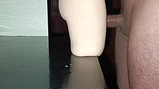 sally bends over the desk as i slide into her curvy ass for a quick anal creampie between those thick thighs