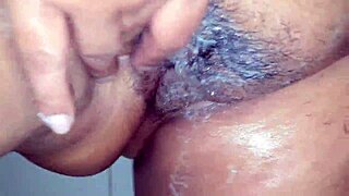 shaving my fat hairy pussy smooth and bare