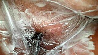 shaving my fat hairy pussy smooth and bare