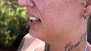 Highway prostitute bares tanned tits for free wild outdoor fuck