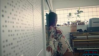 Big Booty Ebony Playboy Model Harley Dean Strips Lingerie in Studio.