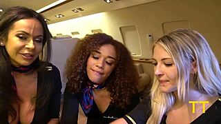Teddy Tarantino Takes Brutal Triple BJ From Horny Flight Attendants Kiki Willow Emma