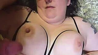 big bbw milf drains guy's balls three times with facials on her huge natural tits