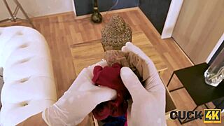 cuckold panty sniffer busted watching wife take old stud's pounding