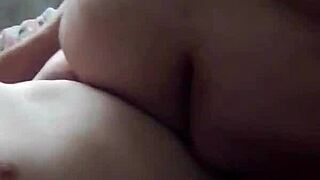 damn this chubby milf step mom fingers her fat pussy in tub then deep sucks step son's cock 🍆💦 cums on huge boobs!!