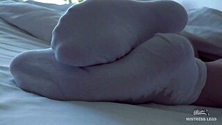 hey, check out this goddess's beautiful socked feet tease compilation