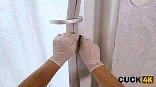 cuckold panty sniffer busted watching wife take old stud's pounding