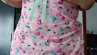 check out my sexy innocent latina colleague model in pink pajamas softcore homemade curvy tease