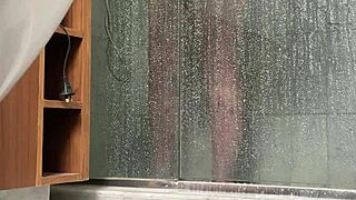 bbw sneaks a fat pussy rub in steamy shower
