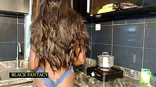 my girlfriend gets so juicy and dripping wet fucking hot in the kitchen 🔥🍑