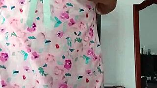 check out my sexy innocent latina colleague model in pink pajamas softcore homemade curvy tease