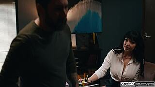 brunette milf teacher contemplates deepthroating cock to bump stepson up class waiting list wild